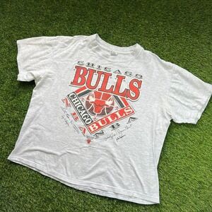 VTG Chicago Bulls Shirt Mens XL Gray NBA Basketball Graphic Single Stitch 90s